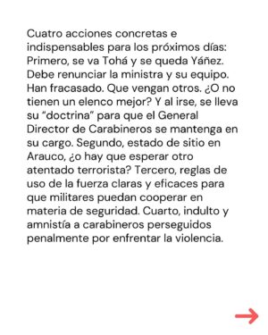 Marcela Cubillos Instagram - ​“Pacos asesinos, el pueblo tiene todo el derecho a odiarles”, tuiteaba el ministro de Economía. Nicolás Grau en febrero 2021. Hace un tiempo lo borró, explicando que había sido dicho “en un contexto específico de mucha frustración”. 

Ese es el problema. La seguridad de Chile y la vida de nuestros carabineros no pueden seguir dependiendo de la intolerancia a la “frustración” de quienes nos gobiernan.

Comparto columna publicada hoy en El Mercurio