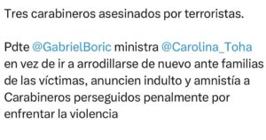 Marcela Cubillos Instagram - Nuestros Carabineros necesitan protección, no persecución