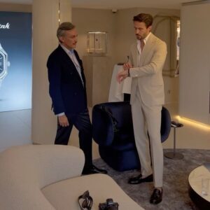 Marco Ferri Instagram - Celebrating the opening of the first Atelier of @geraldcharles_official in #Geneva, wearing my #MaestroSquelette. It’s been so inspiring knowing more about these unique timepieces, capable of being truly elegant and sporty at the same time 🥂✨ @watchesandwonders 
#WatchesAndWonders2024 #WatchesAndWonders #GeraldCharles #geraldgenta #Ad