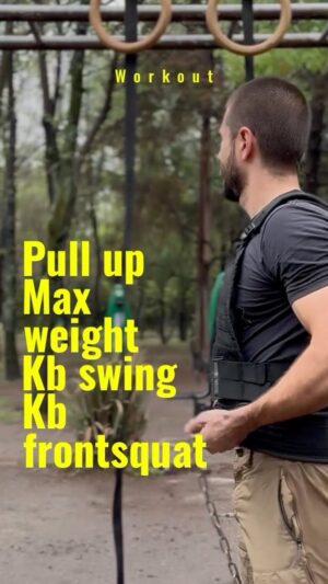 Marco Tostado Instagram - El Wod de hoy ;Concentrado , conciso y pesado 
5 rounds:
6 Pull up Max weigth ( 30 kgs)
10 kb swing 26 kgs
10 Kb frontsquat