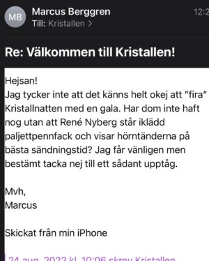 Marcus Berggren Instagram - Inte okej.