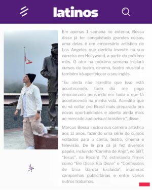 Marcus Bessa Instagram - Nem palavras pra agradecer… Obrigado pela matéria linda @latinosbrasil 💜 @assessoriacintra 

-🇺🇸 
No words to thanks it! Im very grateful, thank u so much for this article @latinosbrasil I appreciate it! 💜
