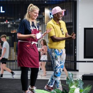 Marcus Samuelsson Instagram - I loved teaming up with my dear friend @chefamandaf for an awesome cooking demo at American Dream, the home of @marcuslivebg, last week! If you weren’t able to make it in person, do yourself a favor and check out her new culinary podcast, On The Line (@podontheline). Amanda and @ChefHolzman welcome inspiring innovators to talk about what drives them, what challenges them, and what they think the culinary world of tomorrow might look like. They’re already 8 episodes in, which is a perfect length for a binge session!
