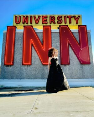 Marcy Harriell Instagram - Sewist life hack: find a new friend who is down to take pics of your gown when you’re out of town 🧳

Thank you Rye @staypineapple not just for these pics, but for responding to my weird question “is there anywhere I can shoot” with “yes” and “I know the perfect place” and “I’LL TAKE THE PICTURES FOR YOU” (I heard this last part in all caps 🤯)

Now you know I wasn’t going to trouble my new friend with closeups, so you’ll have to wait a minute for those. But the fabric is a gorgeous flower flecked organza from @chicfabric and the pattern is my own 💗

One more night in Seattle at @meanycenter and then on to @bam_brooklyn !

#thebespokebelter #sewingissexy #imadethis @markmorrisdance #ontheroad