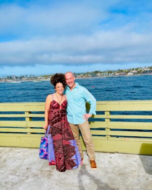 Marcy Harriell Instagram - had a birthday weekend 🎂unplugged and spent the whole shebang with Rob, the ocean and a little bit of stitch
(I mean and yes a📱came out to photograph my newest design) 
#sewistsofinstagram #imademyclothes #birthdaydress #waxprint