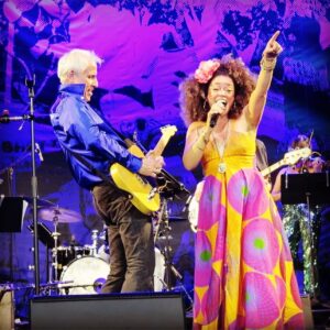 Marcy Harriell Instagram - handmade disco dress #1 from last week! 6 yards of wax print, 103 degrees of heat❤️‍🔥

📸 pics by my loves @mrnycom who always make me blush

💃🏽fabric from my sis @houseofmamiwata who always makes me faint

#waxprintfabric #instasew #imademyclothes
#HOORAYFORPHOTOS

………Repost @mrnycom
Nothing less than a force of nature,
the incandescent Marcy Harriell,
appearing with Joe McGinty & The Losers Lounge,
infused the crowd with collective joy,
reminding us all to face the music and dance.
#disco #collectivejoy #NYC #losersloungenyc #loserslounge #lincolncenter #summerforthecity #thebespokebelter @marcyharriell @thelosersloungenyc @lincolncenter