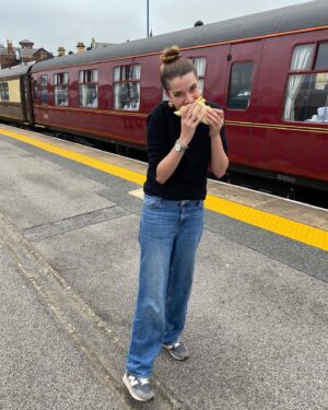 Margaret Clunie Instagram - September round up inc. trip to Scarborough feat hungover chip butty on the train platform, Alex & Tommy get wed, nights out, Portugal, MOG and desperately trying to get to grips with heatless curls