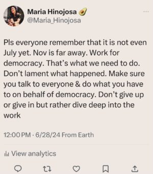 Maria Hinojosa Instagram - Forgot to mention that previous post was was motivated our family thread. There was a lot of doom this morning in our family text. So this is my response. I’m not going for doom.
