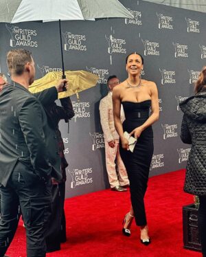 Maria Sten Instagram - had a great time at the #wgaawards giving away an award and trying to make a room full of legendary writers laugh at my silly actor jokes (I’m not scared, you’re scared) on a rainy Sunday in LA.

grateful to be an actor and writer, and a proud SAGAFTRA and WGA union member. ✨

📷: Alberto E. Rodriguez x @gettyimages