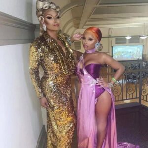 Mariah Balenciaga Instagram - Me and my baby @thaflawless_t doing what Balenciagas do best……. SHINE!!!!♥️♥️♥️ photo: @ballroomthrowbacks My Hair: @unicornan_wigs @houseofbalenciaga #beingbalenciaga #mug4dayz