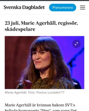 Marie Agerhäll Instagram - Hörrni, en milstolpe i livet. Jag ska sommarprata som Elin Cullhed. På bild två förklarar jag att det bara är ett skämt genom att visa känslor med ansiktet varsågoda jag är aktris @svenskadagbladet
