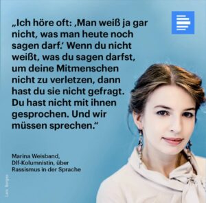 Marina Weisband Instagram - Kolumne bei #mediasres beim @deutschlandfunk über #Sprache und #Rassismus. Hier zum Beitrag: https://www.deutschlandfunk.de/rassismus-in-der-sprache-uns-fehlen-die-worte.2907.de.html?dram:article_id=478357