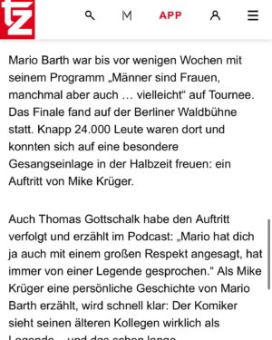Mario Barth Instagram - Meine heimliche Liebe zu Mike Krüger. Jetzt ist es raus.