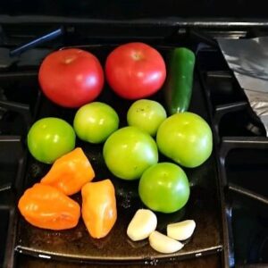 Marion Reneau Instagram - Since the salsa making competition was CANCELED this Saturday,  I decided to give a little sneak peek at what you all would have enjoyed! 
SPICY!!!!
Grill: all the ingredients until slightly tender.
3 habeneros
2 jalapeños 
2 tomatoes 
6 tamatios 
3 garlic cloves
1 1/2 tsp course salt
Handful Cilantro 
Pineapple (to taste, I use 3 slices) 
* blend all ingredients once grilling is done. 
Save Pineapple for last.  Cut in pieces you prefer. I would recommend bigger chunks.