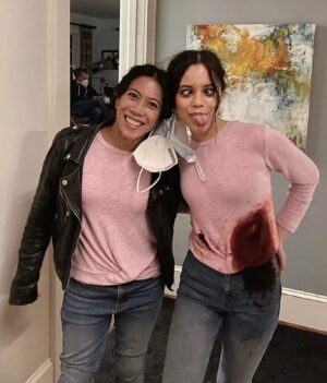 Marissa Labog Instagram - Flashback Friday to the set of Scream 5 with @jennaortega 😱

If you watched it, what was your favorite part of this movie?

#screammovie #scream5 #stuntdouble #stuntwoman #stuntwork #stuntperformer #stunts #stuntlife #jennaortega