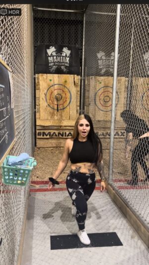 Maritza Janett Instagram - First time axe throwing and I’m pretty great 😌 🪓