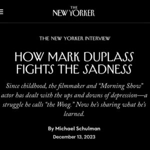 Mark Duplass Instagram - I tried to be as open and honest as I could be. It's not perfect, and it's not everything, but it's a good summation of my mental health journey so far. And some of the tools I’ve developed to cope. And how they sometimes work and sometimes don’t. And how this will likely be with me on and off for the rest of my life. And how I’m learning to accept that and maybe even see some silver linings on the good days. 

If you (or someone you know) are struggling, I hope you find something useful in here.

Lotsa love. ❤️✌️

(Link in bio)

https://www.newyorker.com/culture/the-new-yorker-interview/how-mark-duplass-fights-the-sadness