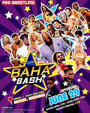 Mark Henry Instagram - LIVE PRO WRESTLING
Saturday June 29th, 2024
Baha Mar (Andros Ballroom)
Doors open: 3pm | Show Start: 5pm
Open to the public!!!

Welcome to the BAHA BASH

This is a family-friendly event, so bring the kids. Tickets start @ $10 & Youth under 10 are FREE!!! (*must be accompanied by an adult)
Ticket link in bio 👆🏽 
BahaBash.eventbrite.com 

There will be 7 BIG Matches on display!!!

Superstars scheduled:
WWE Superstar & Hall of Famer - Worlds Strongest Man MARK HENRY
WWE Superstar & ACW Champion "POPE" ELIJAH BURKE
WWE Superstar VELVETEEN DREAM
WWE Superstar LINCE DORADO
WWE NXT Star & hailing from Nassau KAYLIA CAPRI
ROH/TNA Superstar KENNY KING
FEW Flares Women Champion CASSANDRA GOLDEN
ACW Womens Champion MAZZERATI
International Superstar tag-team from Africa NU NATION
& Many more!!!!!

For more info: allcaribbeanwrestling@gmail.com
#acw #allcaribbeanwrestling #ridethewave #WeMakeBelieve #FEWSurvive #fewdoesitright #bahabash