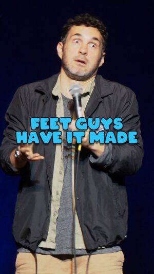 Mark Normand Instagram - Playing Footsie! Women like 6 foot, men like feet! Digging my heels in. Going toe to toe. Please share with a foot fetish guy or Quentin Tarantino. Comedy! 
#tuesdayswithstories #wemightbedrunk #feet #onlyfans #yadontsay #comedy #souptonuts