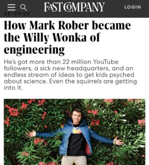 Mark Rober Instagram - Here’s a generous article from @fastcompany detailing my plans to infect the minds of young people with critical thinking skills and a passion for learning :)