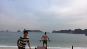 Mark Rowley Instagram - Paradise work out video gone wrong on a remote island in Vietnam. ⁠
2017⁠
Grateful for this funny memory and amazing day... That kid is a legend!