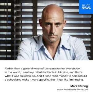 Mark Strong Instagram - "I've decided that I'm going to try and raise $60,000 for Uman in the Cherkasy district. It has 327 pupils - they need a bomb shelter, which is insane when you think that you even need to say that sentence." said Mark Strong in an interview with Euronews. 

Thank you, Mark, for your sincere will to help. 

Join in, as well! 327 students of the Dmytrushkivsky school in Uman will be grateful 💛

#united24 #thepoweroffreedom #markstrong #media 
 
«Я вирішив спробувати зібрати 60 000 доларів на школу в Умані Черкаської області. Там навчаються 327 учнів, яким потрібно бомбосховище. Це божевілля, що доводиться вживати у реченні такі слова поруч», — сказав Марк Стронг в інтерв’ю Euronews.
Дякуємо нашому амбасадору за готовність допомогти. Долучайтеся і ви!  327 учнів Дмитрушківського ліцею в Умані будуть вдячні.
Приєднуйтесь до збору за посиланням у сторіз 👆