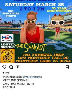 Marley Shelton Instagram - Hey guys!  This is happening today if you want to come on down.  Would love to see any Sandlot fans who happen to be in the area! ❤️