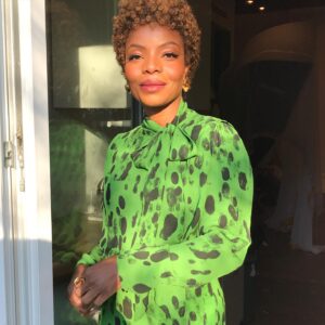 Marsha Stephanie Blake Instagram - All dressed up for a walk to the window.

Styled in @escadaofficial by @zadriansmith 
Jewelry @sterlingkingny 
Makeup @rebeccarestrepo 

@imyourwomanmovie is streaming @amazonprimevideo