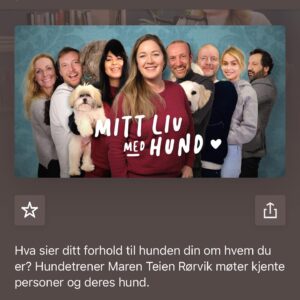 Marte Stokstad Instagram - Jeg går for en rolig og forutsigbar oppdragelse. Takk for praten @hundetrenermaren! @nrkunderholdning #mittlivmedhund