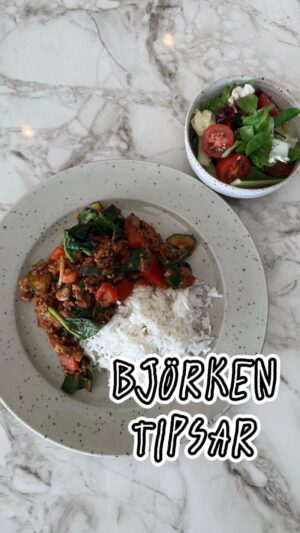 Martin Björk Instagram - Jag är ju inne i en period med ganska strikt kost. Så jag tänkte dela med mig av en rätt som både nyttig o snabb att laga. Hoppas ni gillar😃

INGREDIENSER 

500 gram Nötfärs
1 gul lök
1 Zucchini 
1 Paprika
4-5 champinjoner 
2 rivna morötter 
1 burk krossade tomater
1 msk tomatpuré 
Salt, peppar, chili flakes, örtagårdskrydda, vitlökspulver. 

GÖR SÅ HÄR:
Hacka lök plus alla grönsaker. Stek lök någon minut, i med nötfärsen. Fräs. Tillsätt grönsakerna, bryn några minuter. I med tomatpuré. Låt brynas ett litet tag. Tillsätt krossade tomater och alla kryddor efter smak. Låt puttra ihop någon minut. 

Serveras med lite ris eller utan beroende på hur strikt du vill vara. Piffa med en fräsch side sallad! 🥦🍅🥗