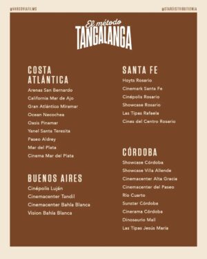 Martín Piroyansky Instagram - 𝗔𝗛𝗢𝗥𝗔 𝗘𝗡 𝗖𝗜𝗡𝗘𝗦 🇦🇷 #ElMétodoTangalanga ☎️

Deslizá para conocer todas las #salas donde podés ver la película de Mateo Bendesky protagonizada por @martinpiro, @july_zylberberg y @alansabbagh.

𝐄𝐥 𝐦𝐞𝐭𝐨𝐝𝐨 𝐓𝐚𝐧𝐠𝐚𝐥𝐚𝐧𝐠𝐚
Produce @varsoviafilms, @diego.dubcovsky.
Con el apoyo del @incaa_argentina.
Distribuye @stardistributionla.

_
#CineNacional #CineArgentino #Tangalanga #Estrenos