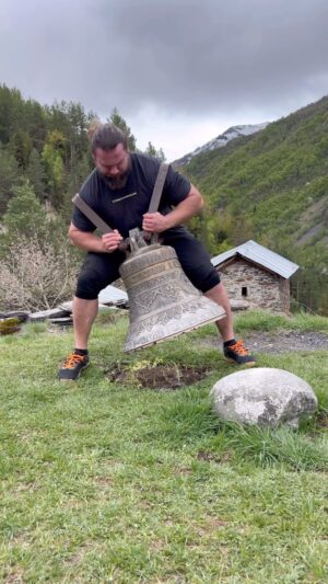 Martins Licis Instagram - Unraveling this history for our series “Strength Unknown” is going to be wild! - We’re standing on top of a mountain in the Svenati region of Georgia attempting to ring this bell! They say it’s 100kg(220lbs), but it seriously feels more like 200kg! This was hard! - The ethnic people of Svenati, the “Svens,” compete with one another to see who can get the most rings of the bell without setting it down. Not to be underestimated! This ancient culture is STRONG!! 💪