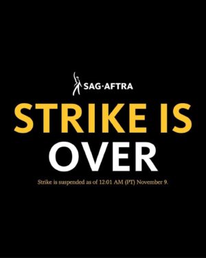Mary Chieffo Instagram - THE #SagAftraStrike IS OVER.

Dear #SagAftraMembers:

We are thrilled and proud to tell you that today your TV/Theatrical Negotiating Committee voted unanimously to approve a tentative agreement with the AMPTP. As of 12:01am PT on November 9, our strike is officially suspended and all picket locations are closed. We will be in touch in the coming days with information about celebration gatherings around the country.

In a contract valued at over one billion dollars, we have achieved a deal of extraordinary scope that includes "above-pattern" minimum compensation increases, unprecedented provisions for consent and compensation that will protect members from the threat of AI, and for the first time establishes a streaming participation bonus. Our Pension & Health caps have been substantially raised, which will bring much needed value to our plans. In addition, the deal includes numerous improvements for multiple categories including outsize compensation increases for background performers, and critical contract provisions protecting diverse communities.

We have arrived at a contract that will enable SAG-AFTRA members from every category to build sustainable careers. Many thousands of performers now and into the future will benefit from this work.

Full details of the agreement will not be provided until the tentative agreement is reviewed by the 
SAG-AFTRA National Board.

We also thank our union siblings -- the workers that power this industry -- for the sacrifices they have made while supporting our strike and that of the Writers Guild of America. We stand together in solidarity and will be there for you when you need us. 

Thank you all for your dedication, your commitment and your solidarity throughout this strike. It is because of YOU that these improvements became possible.

In solidarity and gratitude,
Your TV/Theatrical Negotiating Committee