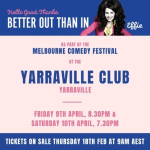 Mary Coustas Instagram - Hello boofheads of Melbourne! How are youse?⁠⁠
🙌🏼💁🏻‍♀️⁠⁠
Finally free from the birdcage that is lockdown and ready to spread your wings?? Me too!⁠⁠
🦅🦜⁠⁠
Well keep that free spirit flying, cause I'm coming to youse really soon! April 9th and 10th to be exact, at the Yarraville Club as part of the Melbourne Comedy Festival.⁠⁠
🎭⁠⁠
Tickets go on sale tomorrow (Thursday 18th Feb) at 9am AEST!⁠⁠ Link in bio or maryandeffie.com/tour
🎟⁠⁠
Can't wait to see youse there, it's been too long!!⁠⁠
💋😘⁠⁠
⁠⁠#boofheads #betteroutthanin #melbournecomedy #melbournecomedyfestival #yarravillelive #hellogoodthanks #effie
