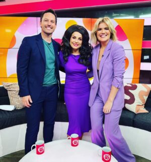 Mary Coustas Instagram - ‘Better Out Than In’ stage show publicity on Studio 10 with these two gorgeous hosts 💜🌟 see bio for show dates and tix info. #seeyousetherelegends #goodthanks @whatsarahsnapped @tristanmacmanus
