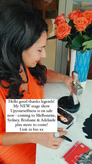 Mary Coustas Instagram - You caught me! Fondling my Logie and signing autographs…a regular Thursday at home for me.
 
Have youse heard? I’ve got a new stage show, ‘UpYourselfness’ - tickets are on sale now via my website. Link in bio legends.
 
Can’t wait to see youse there 💋 
 
#upyourselfness #effiegoodthanks #australiancomedy