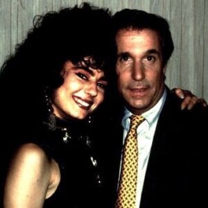 Mary Coustas Instagram - From the Boofhead Archives: Me and The Fonz, Henry Winkler. #helovesmebad #hellogreatthanks #livinglegend #peakingbadly 🔝🖤‼️❤️