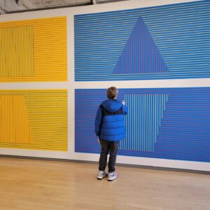 Mary Stuart Masterson Instagram - I call this, "Puffer Coat with Sol Lewitt". And, NO HE DIDN'T TOUCH THE WALL!  Each year, my husband and I take our four kids, ine at a time, on one-on-one dates to do something uniquely special for them as individuals. We switch off who gets which parent/kid each year. This year, MassMoCA, @laurieandersonofficial Chalkroom was an amazing way to begin with this amazing brilliant boy... and this place never disappoints. #contemporaryart #MassMoCA #laurieanderson #jamesturrell #sollewitt #artmatters #museumlegs #overstimulated