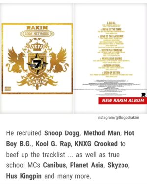 Masta Killa Instagram - Thank you @tmz_tv for the love via @thegodrakim 

"BE ILL" @thegodrakim x @official_kurupt x @mastakillamusic is now streaming worldwide   video out now!!!

Pre-Order "GODS NETWORK (REB7RTH)" now via Digital x CD x Vinyl x Cassette x More at WWW.RAKIMPRESENTS.COM 

The 1st Ever FULLY Produced   Rhymes   Cuts release from The 18th Letter and an all star cast of the industries elite!