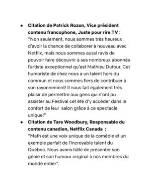 Mathieu Dufour Instagram - C’est avec toute l’excitation et la fierté du monde que je vous annonce que mon spectacle de ce soir au Centre Bell sera capté et diffusé sur Netflix. JE CAPOTE 🎉