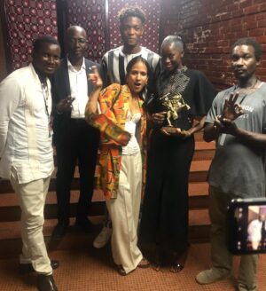 Mati Diop Instagram - #cineburkina #fespaco @atlantique_lefilm 
@mamebintasane @ibrahima8906 @fabacaryassymby #ibrahimambaye #omarsall 

Merci 💋💋 @sophiezinga @cadolle_official
