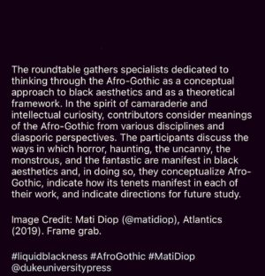Mati Diop Instagram - AFRO GOTHIC 🕸👌🏿
@liquidblackness