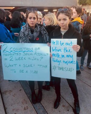 Matreya Fedor Instagram - I will not accept what I cannot change. I will change what I cannot accept. 
I am here today, standing up for our children, for our sisters and brothers, for all victims of sexual assault, for myself. I came in protest of the judicial ruling of a man who’s name is protected by the court. After being found guilty of sexually assaulting two teenage girls on separate occasions, the “appropriate” sentence was determined to be two weeks of jail time. One of his victims was hospitalized and left in critical condition. Her physical rehabilitation took far longer than the time he will serve, let alone the emotional recovery that will last a lifetime. My heart is broken. I cannot believe this happened in my community. I cannot believe how much our judicial system has failed to protect our youth and failed to support survivors of sexual assault. 
If you share my opinion: that the judicial system should not allow people with a clear bias in favor of violent offenders to determine our fates, please sign the petition to have Judge Paul Meyers removed from his position. I have posted the link in my bio. I encourage you to do your own research into Judge Meyer’s career and rulings. I ask that you please do not sign the petition based off my account alone. I do not believe in asserting power over someone’s life in a way that could negatively affect their future without merit. 
Thank you for taking the time to read this. Thank you to all the people who spoke so bravely today, to everyone who came out in support, and to everyone who voices support for survivors. 
#metoo #timesup