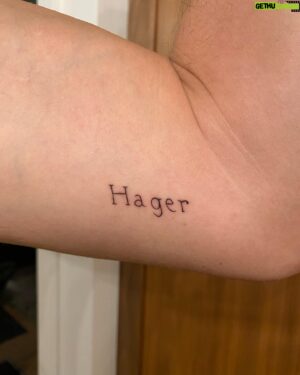 Matt Jones Instagram - Got my first tattoos! Names of my kids, a bear because it’s my spirit animal, and Hager because it was my way of taking my wife’s name @kristenhager THANK YOU @benny_shields I’m glad it was you!