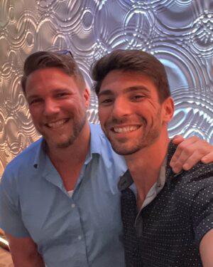 Matthew Andrews Instagram - Bro visit! Bachelor weekend complete 💪🏻 Had a blast thanks to @johnnybravo220 
Pretty sure that’s a megalodon tooth I found. #themeg