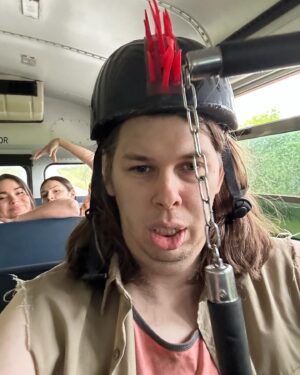 Matthew Cardarople Instagram - I took some selfies in character as Ansel in @rezdogsfx during B-roll shots of us driving in the bus here are some of those 🤪 with @deveryjacobs and @paulinaalexisofficial 🤣😂