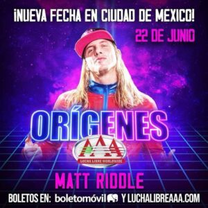 Matthew Frederick Riddle Instagram - Dentro de poco estaremos de regreso en la casa de #LuchaLibreAAA en CDMX con la gira #OrigenesAAA y grandes sorpresas. 😎

🗓️ 22 de Junio. | ⌚ 8:00 PM.
📍 Gimnasio Olímpico Juan de la Barrera.

🎟️ Boletos a la venta en Boletomóvil.

#prowrestling #wrestling #luchalibre #puroresu #mexico #luchalibremexicana