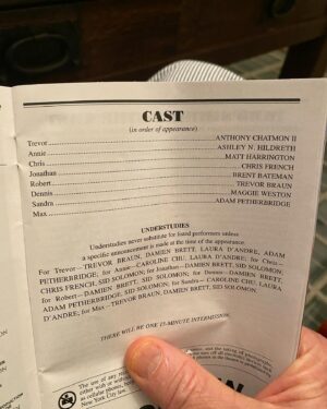 Matthew Modine Instagram - Okay. This play. This entire production - top to bottom. This cast. The house was packed. Standing ovation at the curtain. How these actors are doing this eight shows a week - insane! So funny. Brilliant. Lord knows we need funny right now and #theplaythatgoeswrong delivers! #killinit #slapstick #physicalcomedy #theplaythatgoeswrongonbroadway #kudos thank you for a wonderful matinee!! ❤️🍀✌🏽👍🏽#newworldstages #nyc