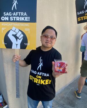 Matthew Moy Instagram - Out supporting the strike with the 2 Broke fam!! @carolinefife @dawndrake777 We also passed out free cookies! @sidehustlecookiecompany