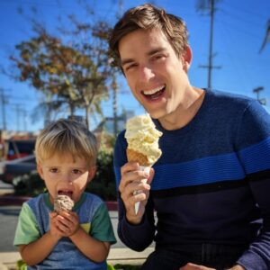 Matthew Patrick Instagram - This picture was taken 3 minutes before Ollie realized my ice cream flavor was better than his and he asked to "trade cones with daddy." I see your game, kid...

PS: Eating outdoors and socially distant, don't worry!

#icecream #toddlerlife